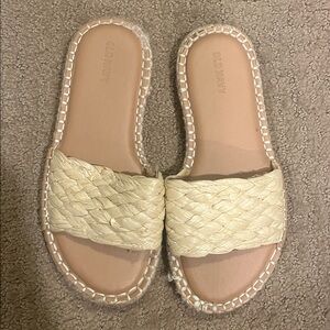 Old Navy Cream Braided Slide Sandals